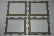 Wavy Rectangle Frame Bare Chipboard 4 Die Cuts Embellishments A2 4 3/4" x 3 1/2"