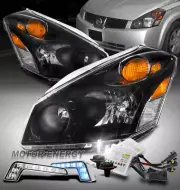 For 04-09 Quest Mini Van Black Headlights Headlamps w/Blue LED DRL Signal+6K HID