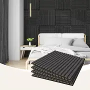 4 Pcs 60 x 60cm Wall Panel Wood Slat Acoustic Panels Sound Absorbing Panel Black