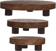 HIAKDOFT Elegant Solid Wood Flowerpot Stand 3pcs Bonsai Display Shelf for Decor