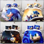 YE SONIC THE HEDGEHOG 3IN1 套裝床上用品套裝床單被套枕套宿舍家用臥室可水洗