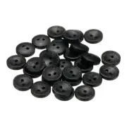 30pcs Wooden Sewing Button 13mm 2 Holes Round Craft Clothing Buttons, Black
