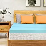 VALUXE Queen Mattress Topper 2 Inch Cooling Gel Memory Foam, CertiPUR-US Certified Topper & Pad for Back Pain Relief, Soft Breathable Bedding with Pressure Relief (Blue)