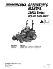 Owner’s Manual Snapper PRO S200X Series Zero-Turn Riding Mower - S200XK2761