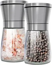 Premium Stainless Steel Salt and Pepper Grinder Set of 2 - Adjustable Ceramic Salt Grinder & Pepper Grinder