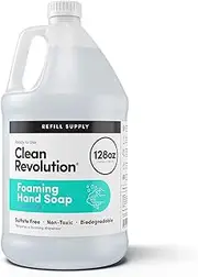 Clean Revolution Foaming Hand Soap Refill Supply Container. Ready to Use Formula. Spring Air Fragrance, 128 Fl. Oz