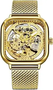 [DAXIAOYU] Skeleton Watch Men Fashion Stainless Steel Band Golden Automatic Mechanical Watches Montres De Marque De Luxe