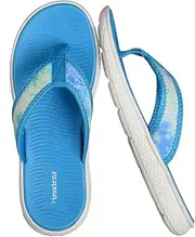 [Harssidanzar] Women's Flip Flops Comfort Toe Post Sandals for Beach HL204EU, blue, 10.5 AU
