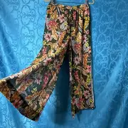 Anthropologie Sanctuary Swim Wide Split Leg Green Floral Palazzo Pants Women's S