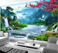 在飛比找Yahoo!奇摩拍賣優惠-定製#電視背景墻壁紙中式風景裝飾壁畫山水畫客廳3d影視墻紙迎