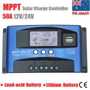 MPPT Solar Charge Regulator 12V/24V Solar Panel Battery Controller LCD USB 50A