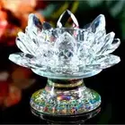 110mm Feng Shui Quartz Crystal Lotus Craft Glass Paper Town Jewelry