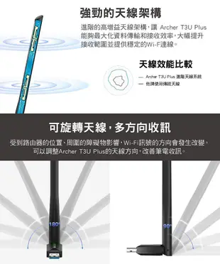 「阿秒市集」TP-LINK Archer T3U Plus 1300Mbps wifi USB 無線網卡 三年保