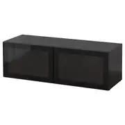 BESTÅ shelf unit with glass doors, black-brown/Glassvik black/clear glass, 120x42x38 cm