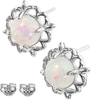 [TEHAUX] Women's Opal Earring Studs Girls Earrings Minimalist Fashion Jewelry for Women