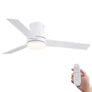 YUHAO Amici 48" Indoor White Low Profile Standard Ceiling Fan w/Light Kit+Remote