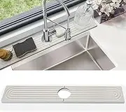 Faucet Mat for Kitchen Sink, 24'' Long Diatomite Fast Drying Stone Sink Tray, Super Absorbent, Prevents Moisture Buildup, Faucet Splash Guard for Bathroom Counter