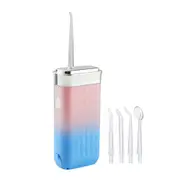 Mini Portable Oral Irrigator Rechargeable Water Flosser With Stretchable Water Tan -Pink