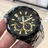 在飛比找遠傳friDay購物優惠-CASIO46mm12角形黑精鋼錶殼黑色錶盤精鋼銀色錶帶款C