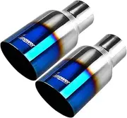 Upower Blue Burnt Exhaust Tip 2.5" Inlet 4" Outlet 9" Long 2 1/2" to 4" Exhaust Tailpipe Weld on Single Wall Slant Cut 304 Stainless Steel (2PCS)