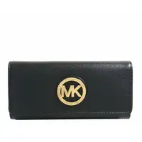 在飛比找蝦皮購物優惠-MICHAEL KORS MK logo素面真皮皮革掀蓋皮夾