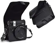 Rieibi Camera Case for Instax Mini 99 - PU Leather Protective Case for Fujifilm Instax Mini 99 Instant Camera - Removable Case with Shoulder Strap Velcro Fastener - Black
