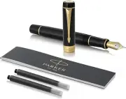 Parker Duofold Centennial Fountain Pen Black & Gold 18K Gold New In Box 1931381