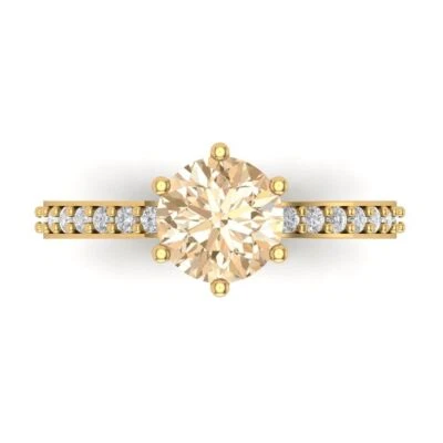 1.71Ct Round Cut Natural Morganite Solid Gold Engagement Promise Statement Ring