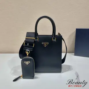 PRADA 普拉達 Saffiano 新款 黑色 小號 琴譜包 托特包 手提 單肩包 斜挎包1BA333