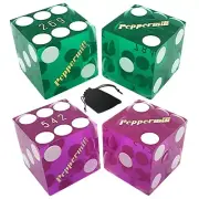 Peppermill Reno Casino Dice Pairs 2 Pack Green & Purple Polished Bragg + Pouch