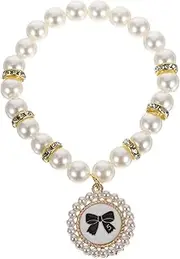 Parliky Pet Pearl Necklace Girl Dog Pearl Collars Dog Necklaces for Medium Dogs Cat Necklace Collar Cat Pearl Collar Dog Necklace Collar Girl Pearl Cat Collar Petal Collar White Abs