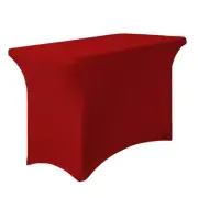 LinenTablecloth Rectangular Stretch Tablecloth, 6-Feet, Red