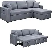 Foret 3 Seater Sofa Bed Modular Corner USB Pullout Lounge Storage Chaise Fabric