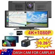 4K 10.26" Touch Dash Camera Cam Dual Car Recorder for CarPlay Android Auto OZ