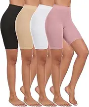 [Okimay] 4 Pack Slip Shorts for Under Dress Women Seamless Boyshorts Panties Anti Chafing Shorts