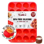 Walfos Mini Silicone Muffin Pan - 24 Cups, BPA Free and Dishwasher Safe, Non-...