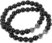 [LIFKOME] 2pcs Gym Bracelets Dumbbell Bracelet Beaded Bracelets for Women Bead Bracelet Bracelets Beads Black Beads Weighted Bracelet for Men Mens Black Bracelet Alloy Hand Beads Jewelry Man