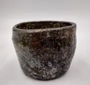Handmade Raku Fired Iridescent Glazed Studio Art Clay Pottery Cup