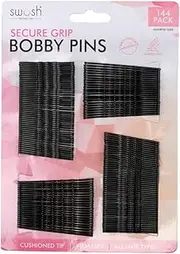 Swosh Bobby Pin Set, Black (Pack of 144)