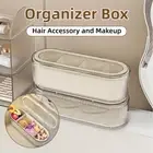 Four Compartment Powder Puff Storage Box Organiser with Lid Makeup Container AU