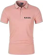 [AUHOAZ] Men’s Polo Shirt Short Sleeve for NASA Print Rugby T-Shirt Motorcycle Polo Shirts Golf Tennis Tops Tee - Teen Gift