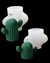 TOPYS 2-Pack Novelty Silicone Resin Molds,Cactus Candle Molds, Cute 3D Clay Craft Chocolate Molds for Resin Pendant Plaster Carving Making Aromatherapy Home Decorating