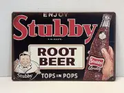 Stubby Root Beer Tin Sign ManCave Pop Soda Tops In Pop Metal Art Sign