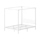 Oikiture Metal Canopy Bed Frame Queen Size White
