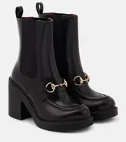 [Gucci] Gucci Horsebit leather platform ankle boots AU 9 black