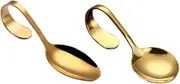 BRIGHTFUFU Stainless Steel Bent Spoon Set 4pcs Reusable Cutlery Spoons for Serving Cooking