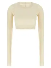 [Rick Owens] Rick Owens-Ls Crop T T Shirt Beige-Donna 40IT