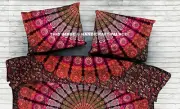 Peacock Mandala Handmade Pillow Sham Indian Pillow Case Cotton Bed Pillow Cover