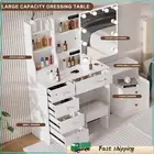 Makeup Vanity Set Dressing Table Desk with Stool LED Lighted Mirror 6 Drawers