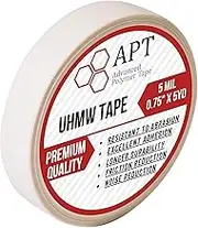 APT, UHMW (Ultra-high Molecular Weight) Polyethylene Tape, Resists Abrasion, Impact, for Surface Protection and Friction and Noise Reduction for Lining Sliding Surfaces. (0.75" x 5Yds, 5 Mil UHMW)